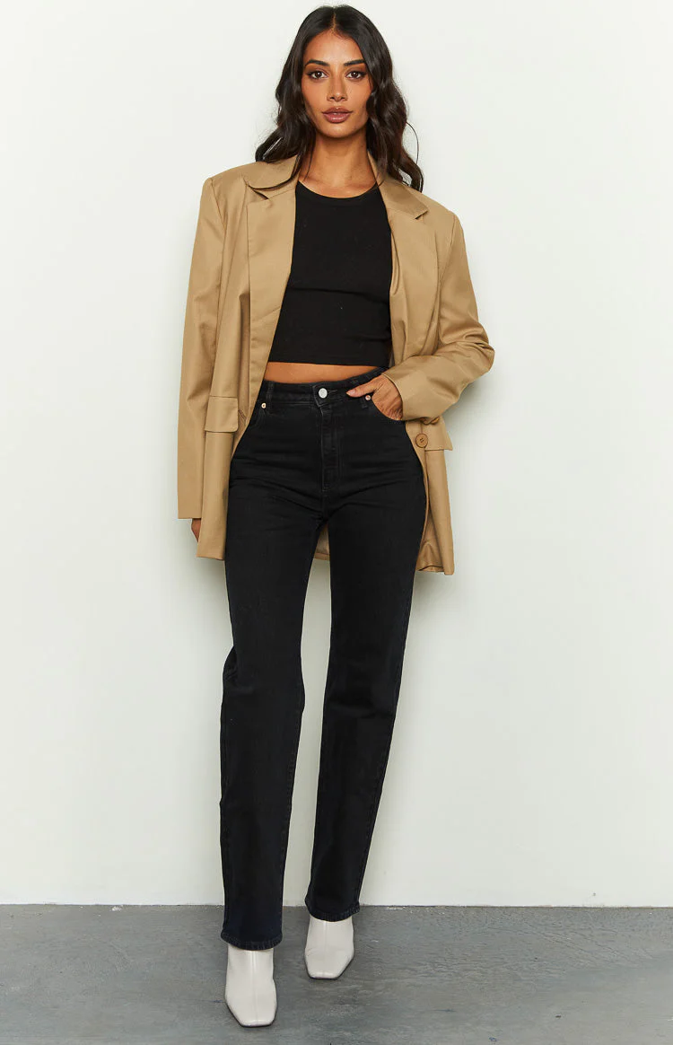Abrand Chelsea High Straight Organic Black Jeans