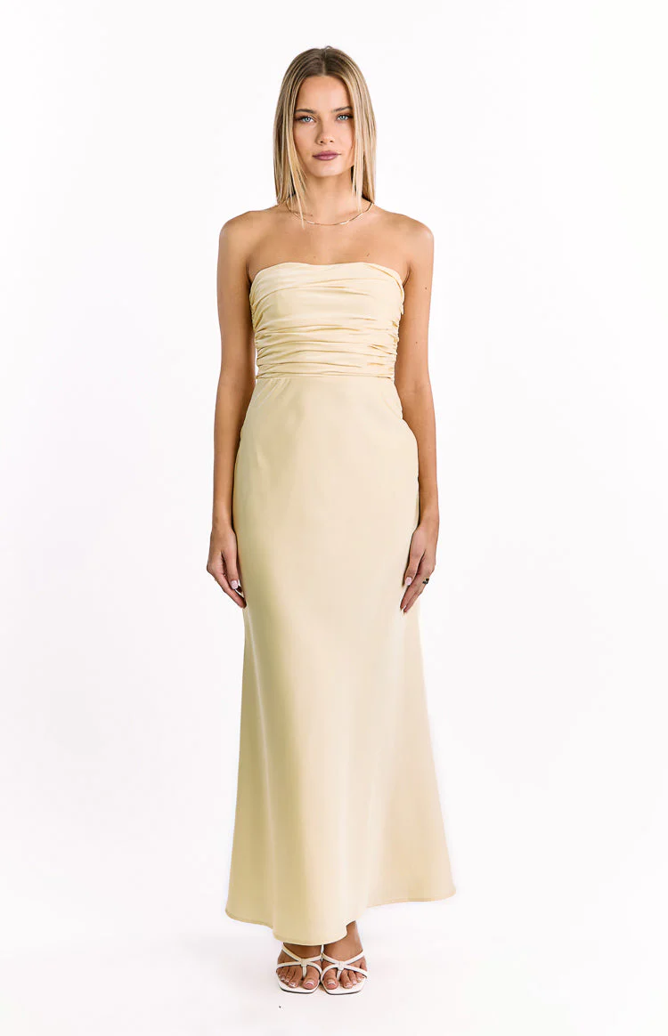 Alexia Yellow Strapless Maxi Dress