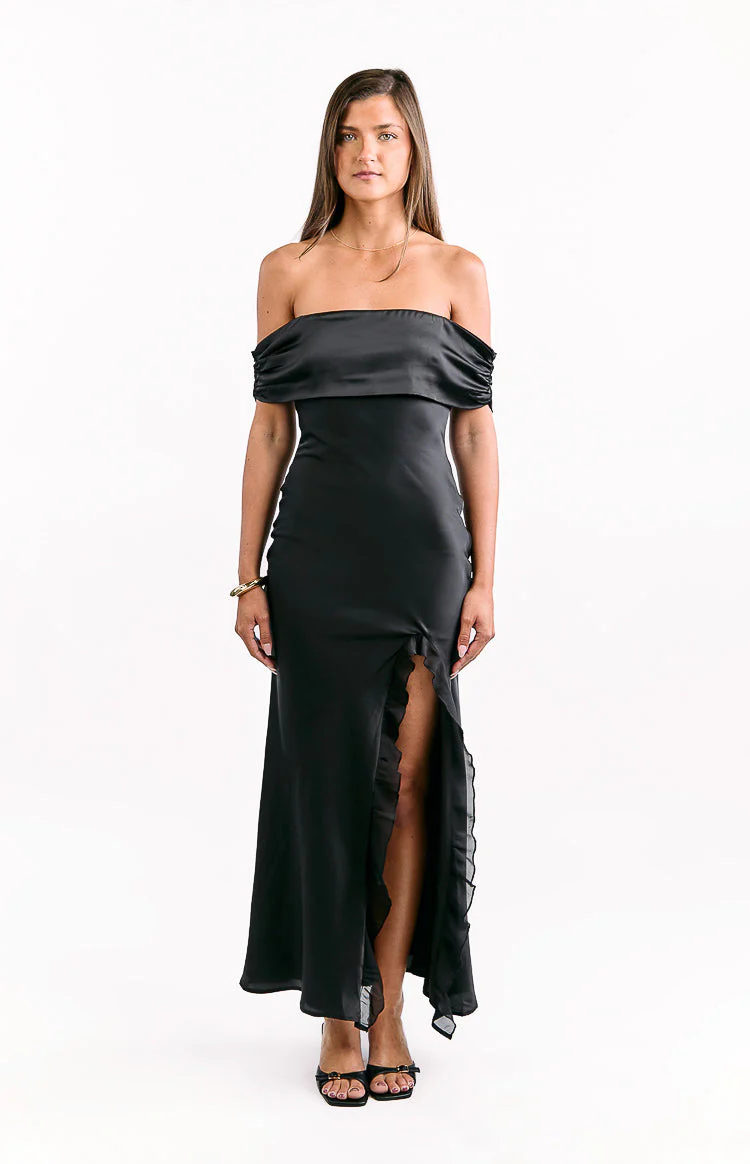 Anica Black Off Shoulder Maxi Dress